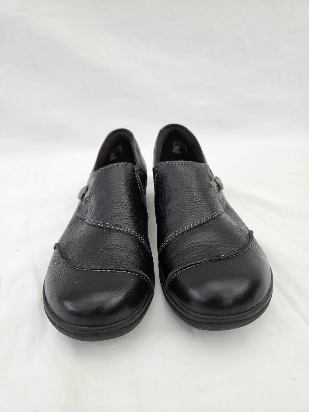 Clarks Black Leather Slip-On Loafers